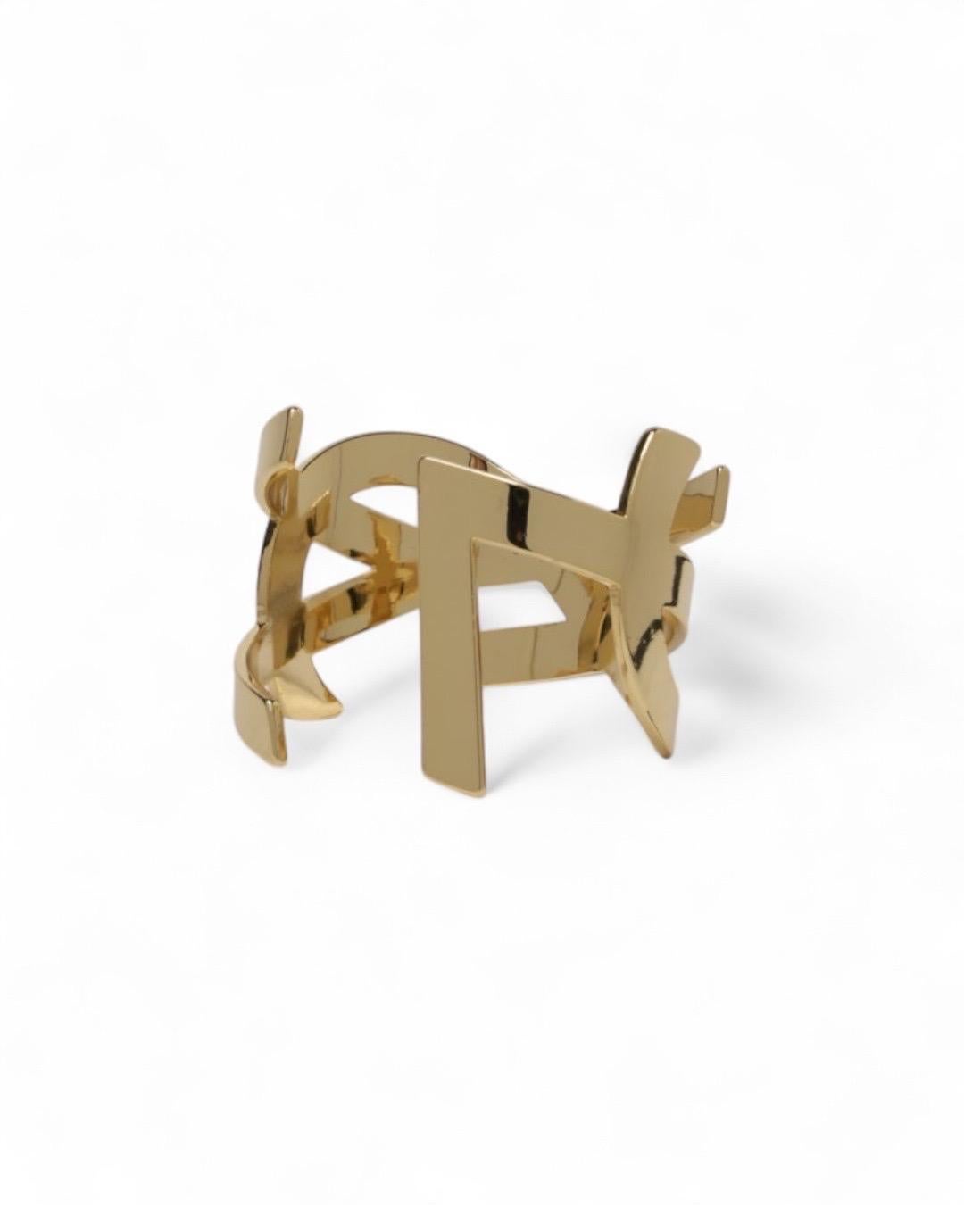 Saint Laurent Bracciale YSL Rigido Oro en vente 1