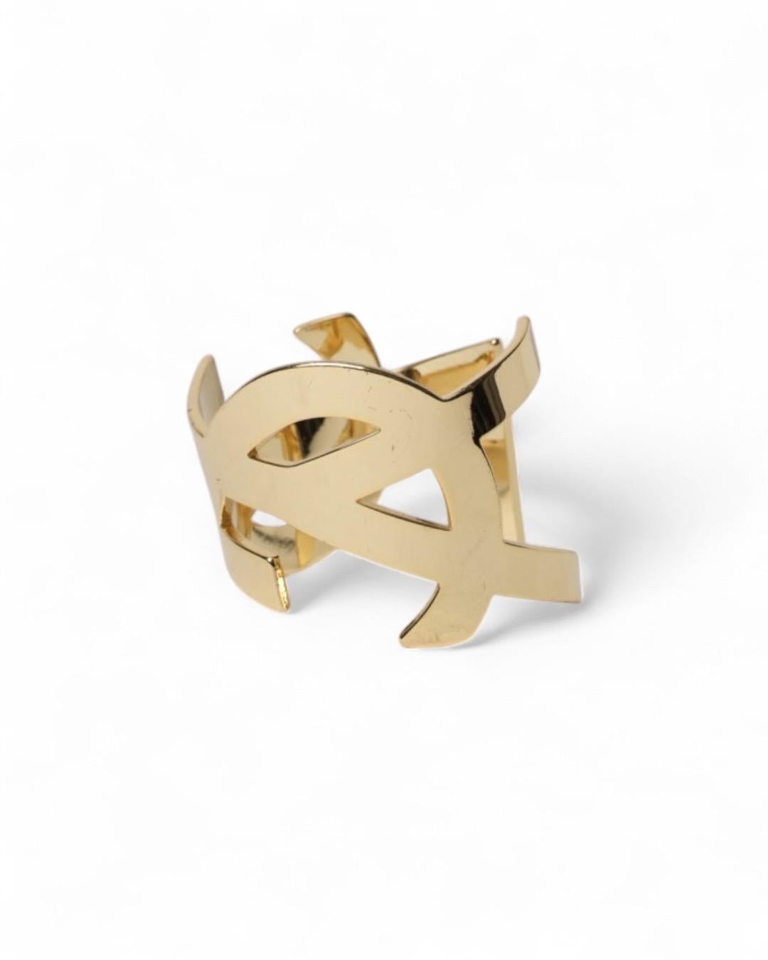 Saint Laurent Bracciale YSL Rigido Oro en vente 2