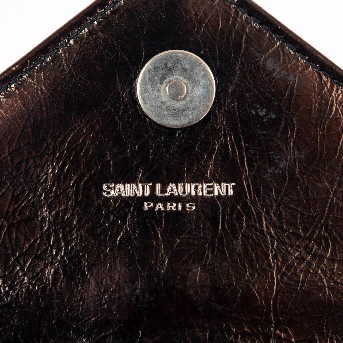 SAINT LAURENT bronze & black leather BABY PUNK STUDDED Shoulder Bag 3