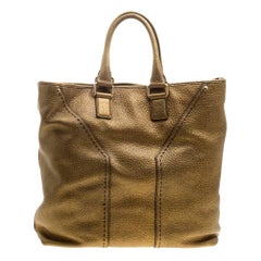 Saint Laurent Bronze Pebbled Leather Tote