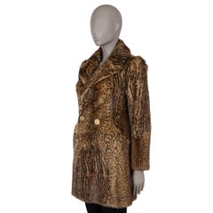 SAINT LAURENT brown 2014 OCELTO PRINTED FUR Coat Jacket 36 XS