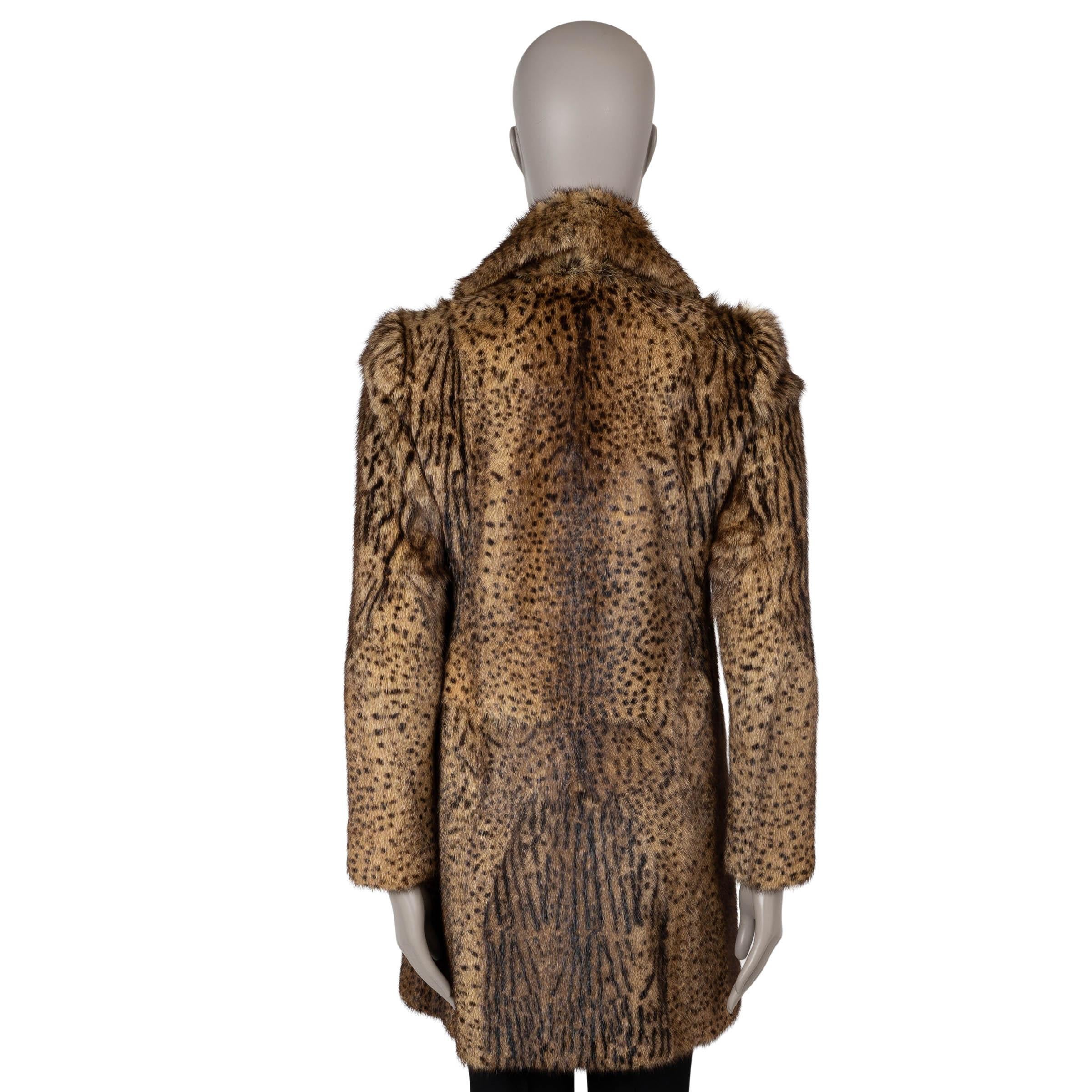 Brown SAINT LAURENT brown 2014 OCELTO PRINTED FUR Coat Jacket 36 XS For Sale
