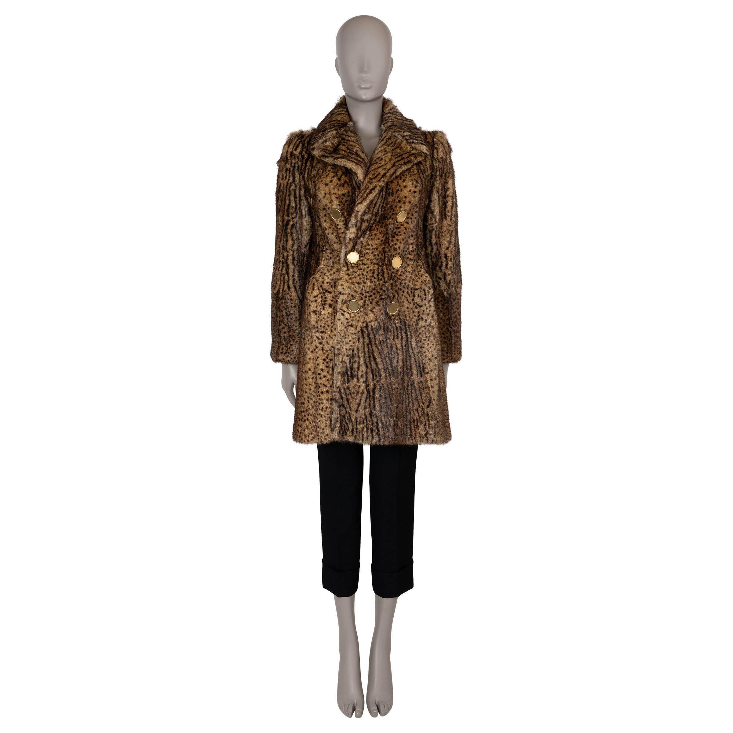 SAINT LAURENT brown 2014 OCELTO PRINTED FUR Coat Jacket 36 XS In Excellent Condition For Sale In Zürich, CH