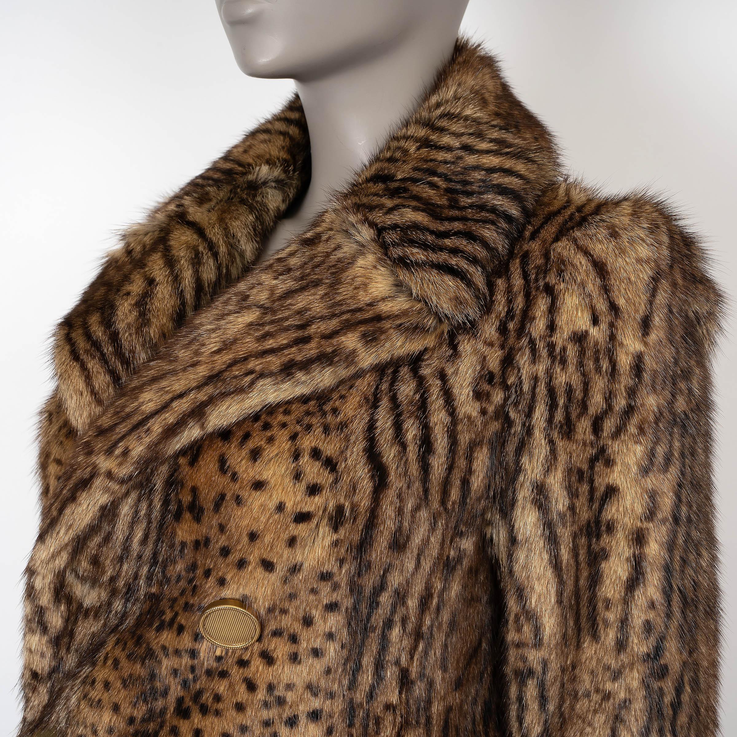 Women's or Men's SAINT LAURENT brown 2014 OCELTO PRINTED FUR Coat Jacket 36 XS For Sale
