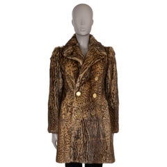 SAINT LAURENT marrón 2014 OCELTO IMPRESO PIEL Abrigo Chaqueta 36 XS