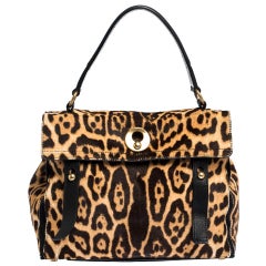 Saint Laurent Brown/Black Kalbshaar und Leder Medium Muse Two Satchel