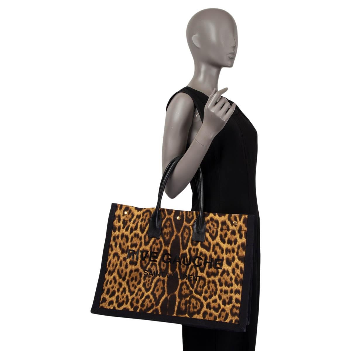 Women's SAINT LAURENT brown & black RIVE GAUCE NEO LEOPARD Tote Bag