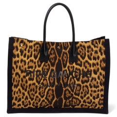 SAINT LAURENT brown & black RIVE GAUCE NEO LEOPARD Tote Bag