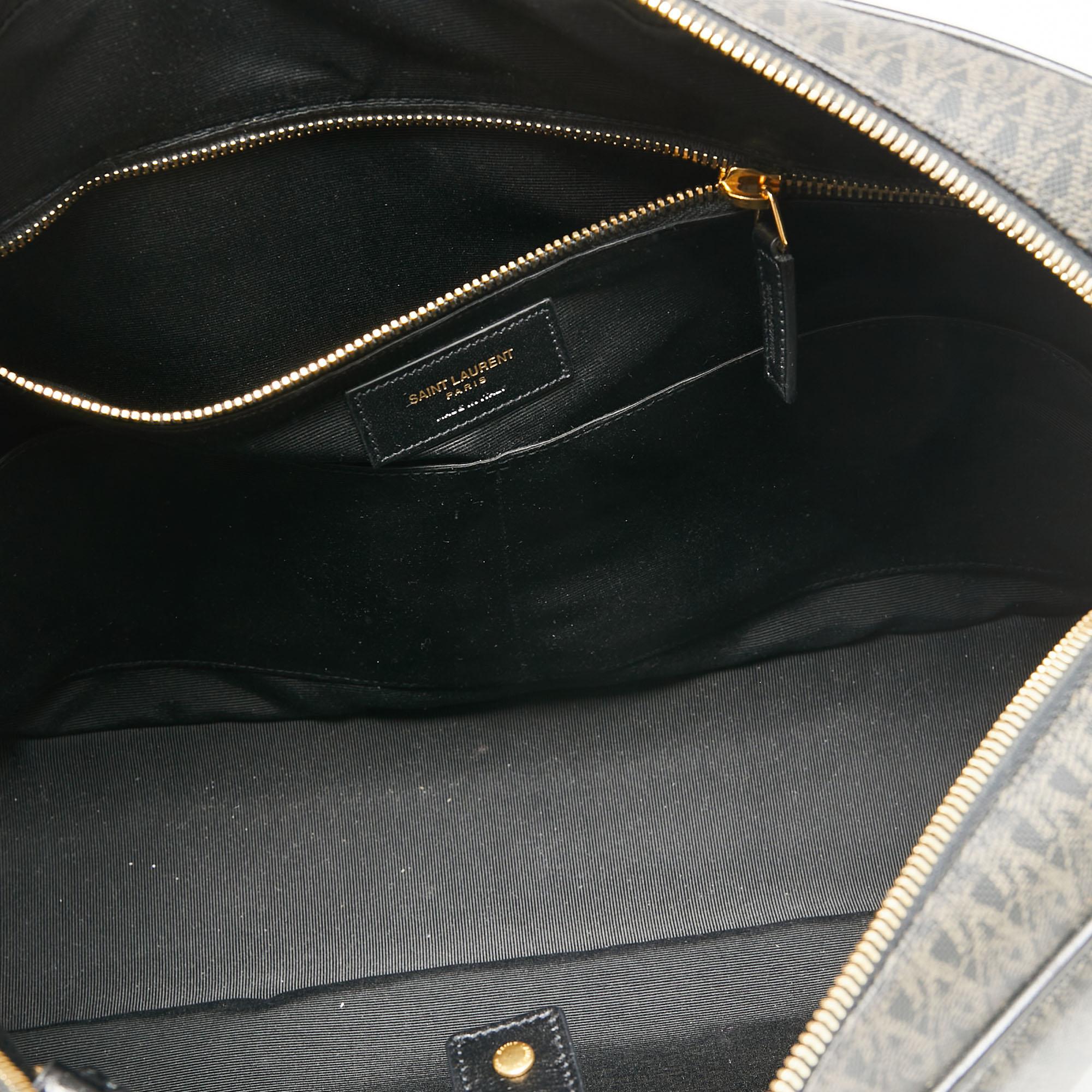 Saint Laurent Brown/Black Signature Coated Canvas and Leather Briefcase 1