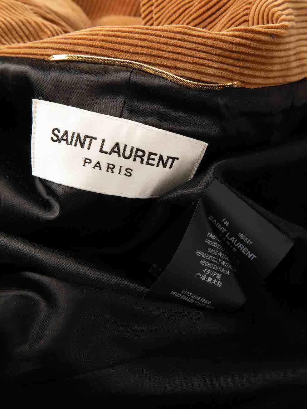 Saint Laurent Brown Corduroy Belted Peacoat Size S 1