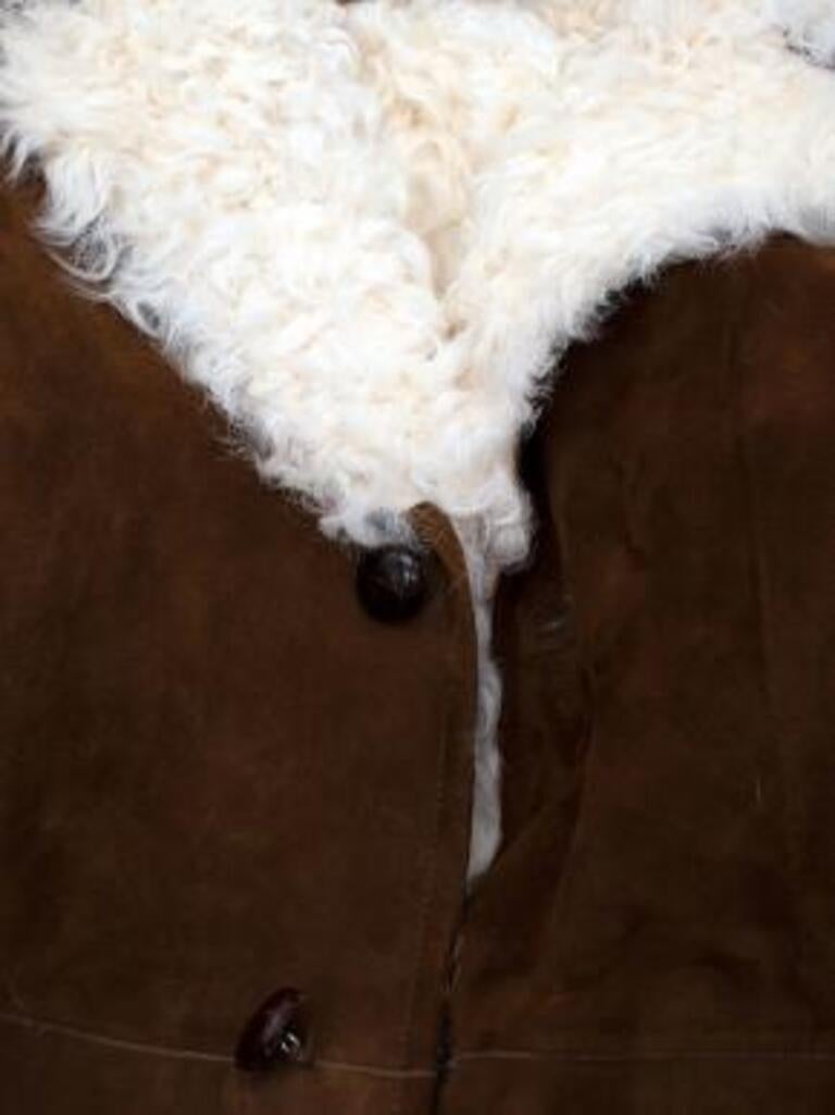 Saint Laurent Brown Goat Suede & Shearling Coat 2