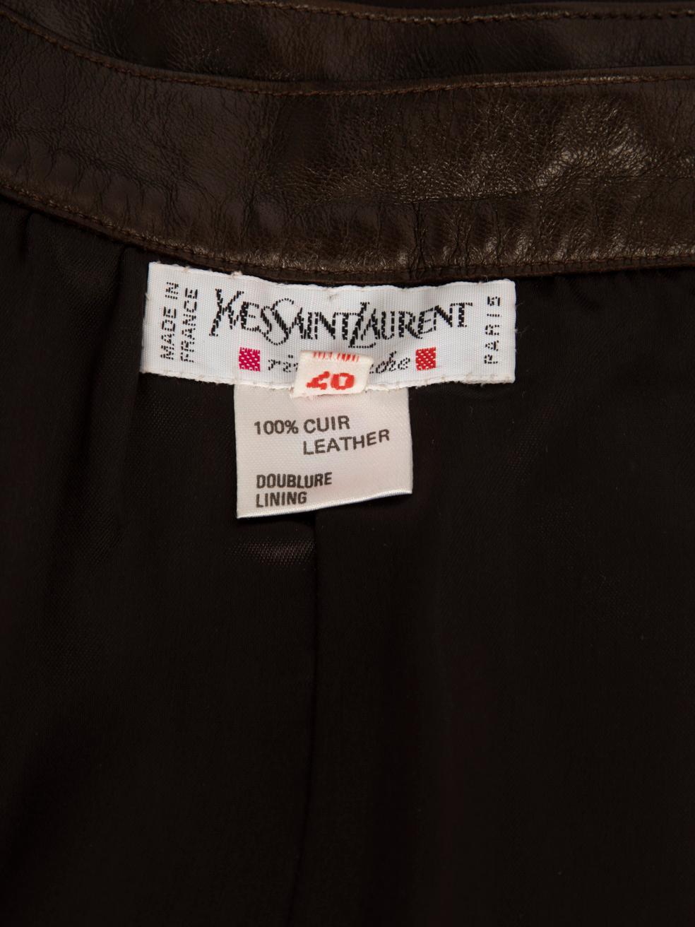 Saint Laurent Gonna in pelle marrone al ginocchio taglia L. in vendita 1