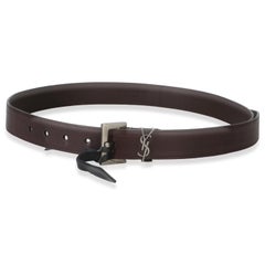 Saint Laurent Brown Lambskin Cassandre 38mm Belt 80/32