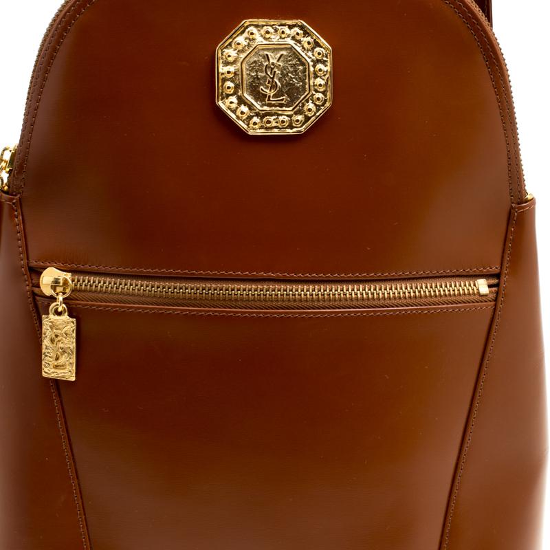 Saint Laurent Brown Leather Backpack Bag 1