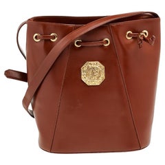 Saint Laurent Brown Leather Drawstring Bucket Bag