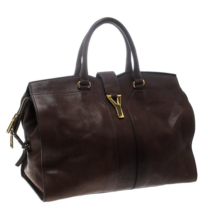 Saint Laurent Brown Leather Large Cabas Chyc Tote 4