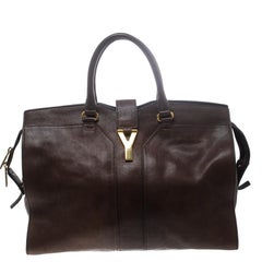 Saint Laurent Brown Leather Large Cabas Chyc Tote