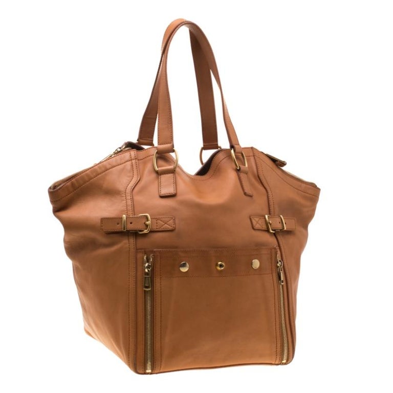 Saint Laurent Brown Leather Large Downtown Tote For Sale at 1stDibs