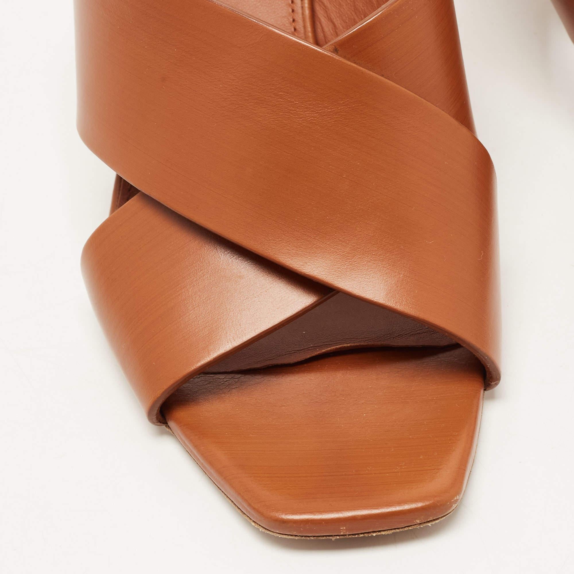 Saint Laurent Brown Leather Loulou Slide Sandals Size 38.5 2