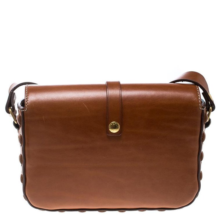 Saint Laurent Brown Leather Medium Monogram Université Flap Shoulder