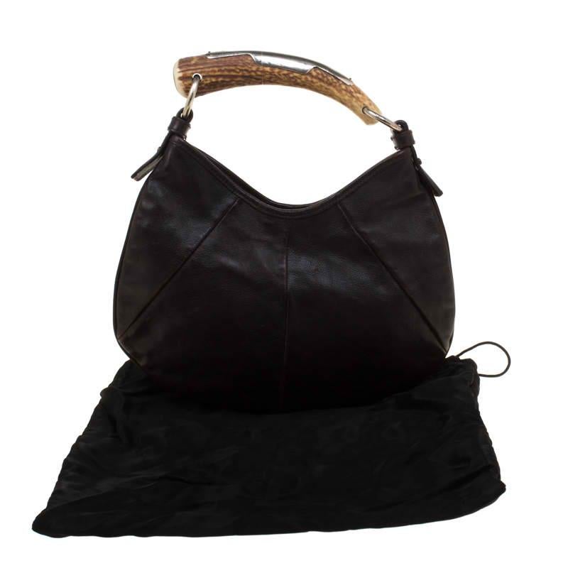 Saint Laurent Brown Leather Mombasa Hobo 7