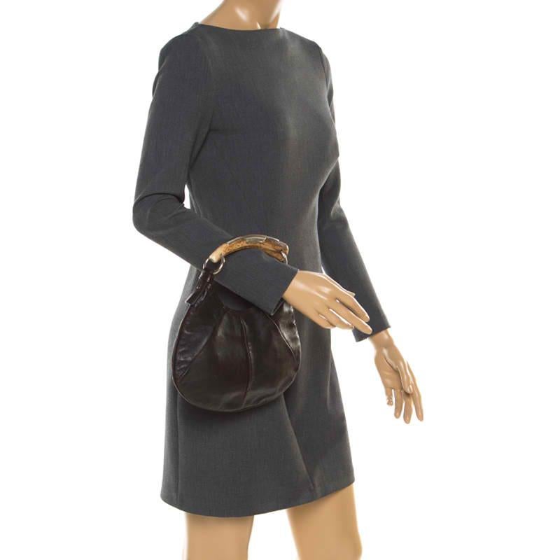 Black Saint Laurent Brown Leather Mombasa Hobo