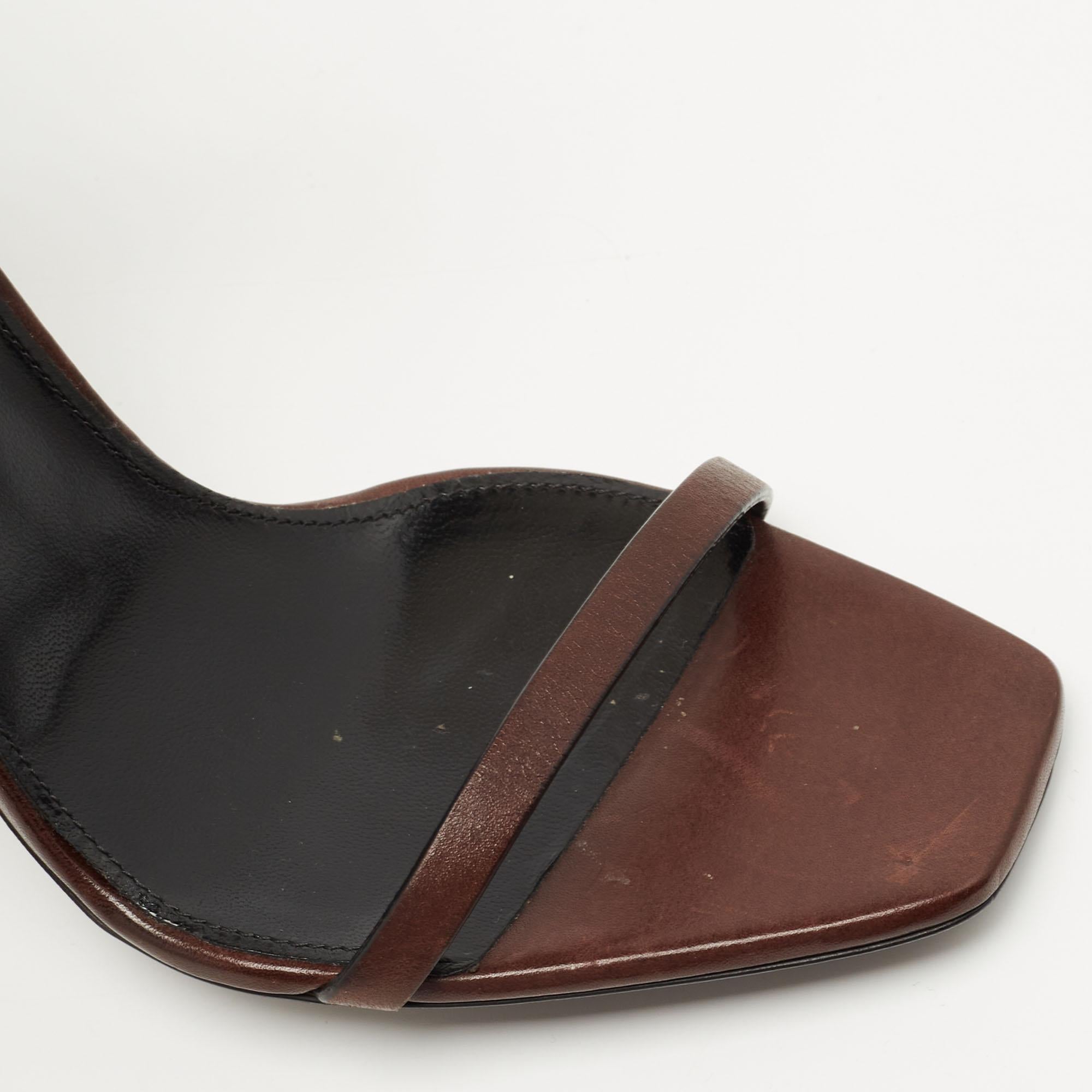Women's Saint Laurent Brown Leather Opyum Sandals Size 39