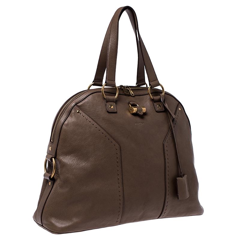 Saint Laurent Brown Leather Oversized Muse Bag In Good Condition In Dubai, Al Qouz 2