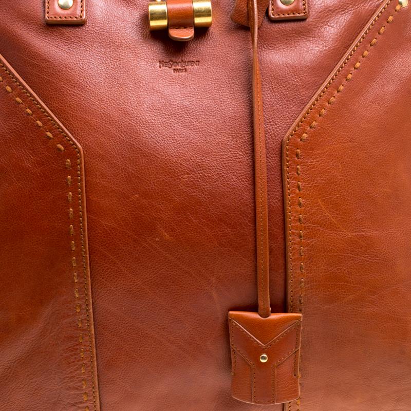 Saint Laurent Brown Leather Oversized Muse Satchel 5