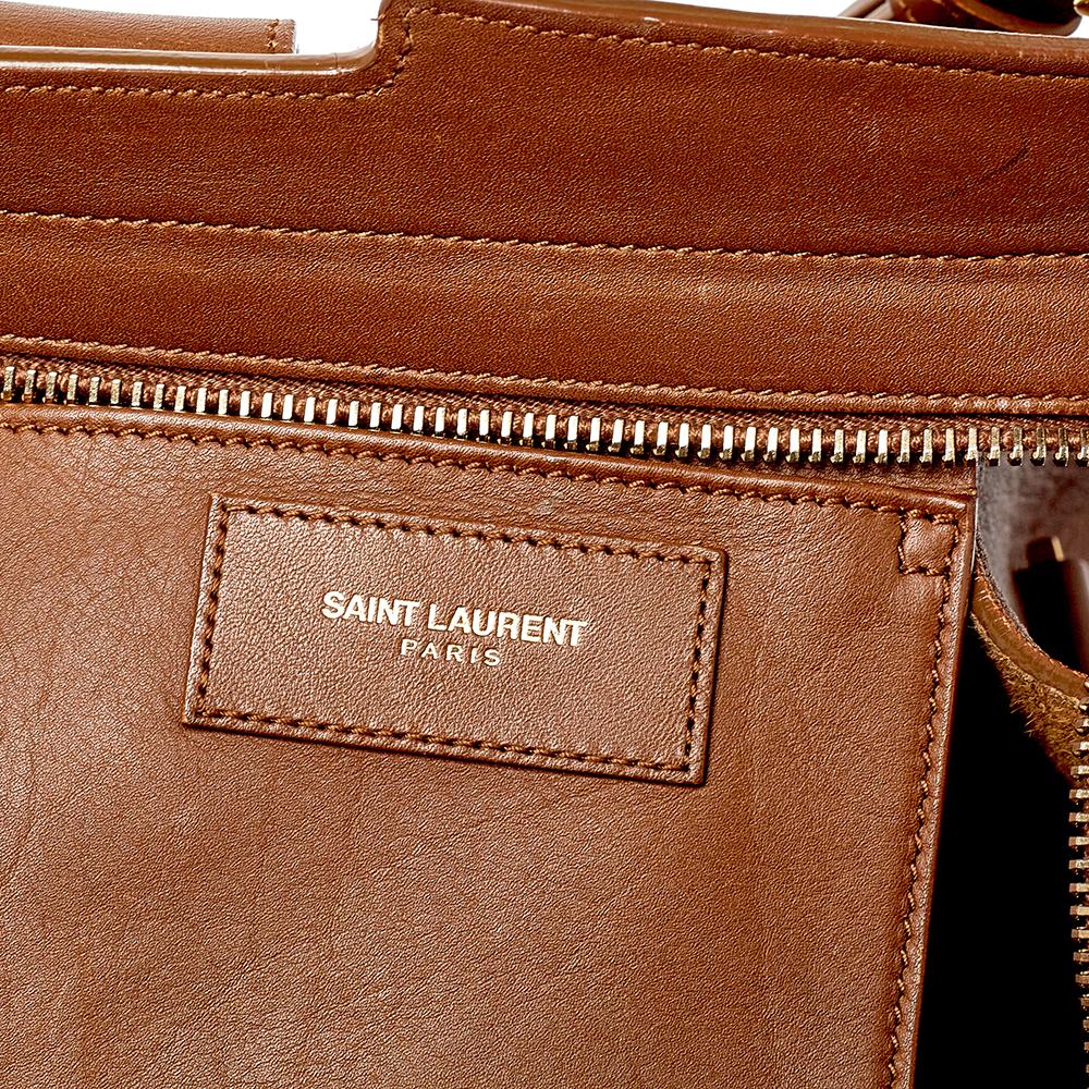 Saint Laurent Brown Leather Small Cabas Y-Ligne Tote 4