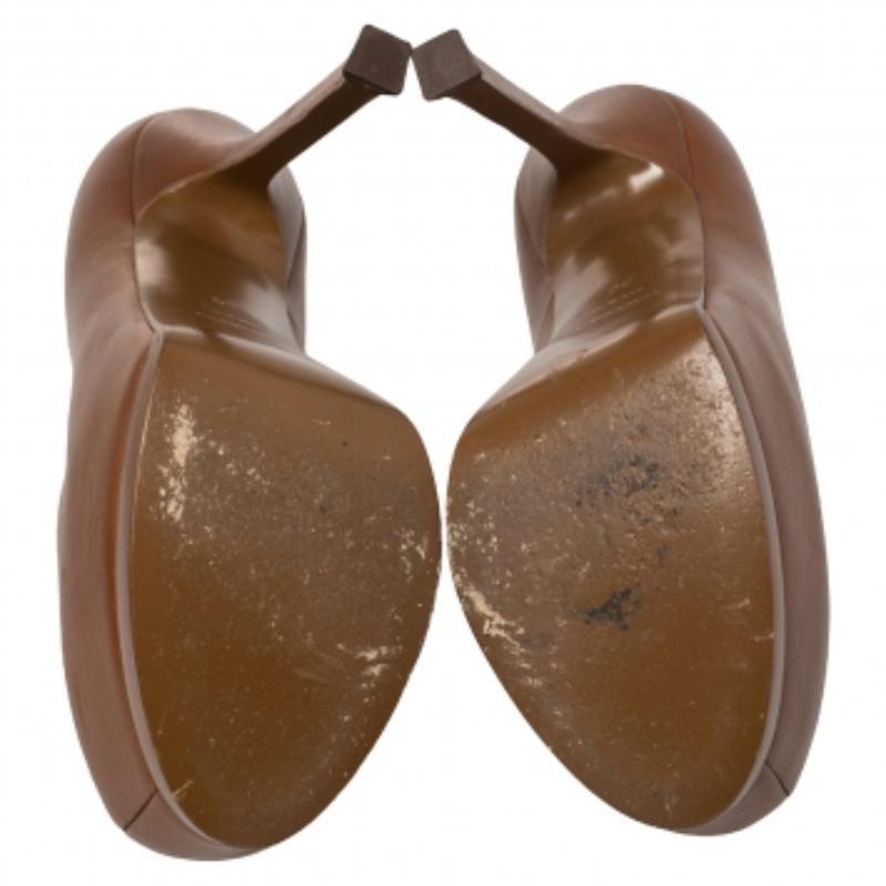 Saint Laurent Brown Leather Tribtoo Platform Pumps Size 36 For Sale 3