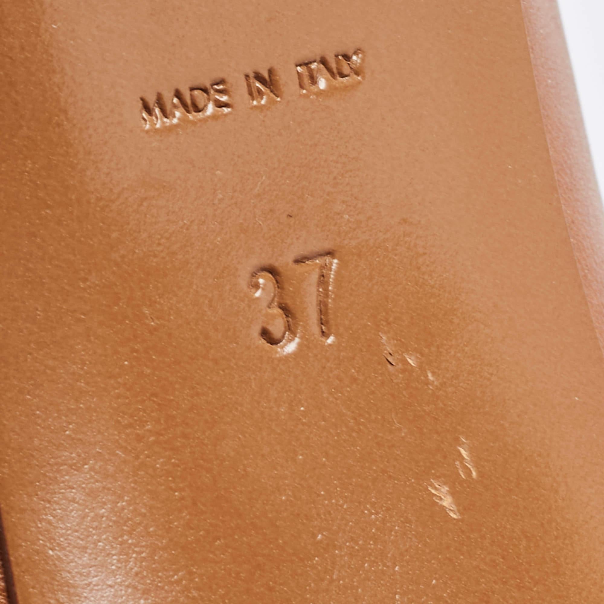 Saint Laurent Brown Leather Tribtoo Pumps Size 37 For Sale 3
