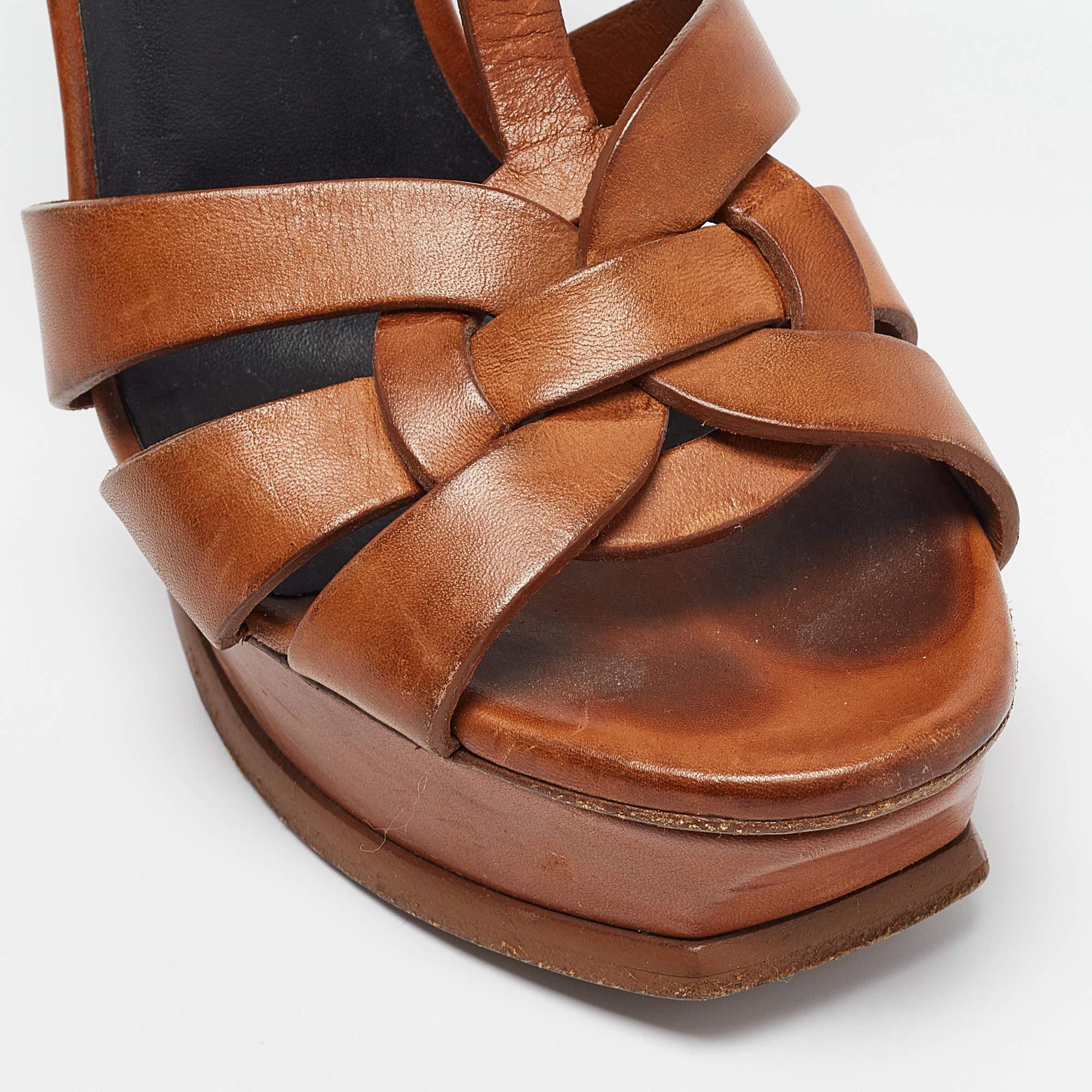 Saint Laurent Brown Leather Tribute  Sandals Size 36.5 3
