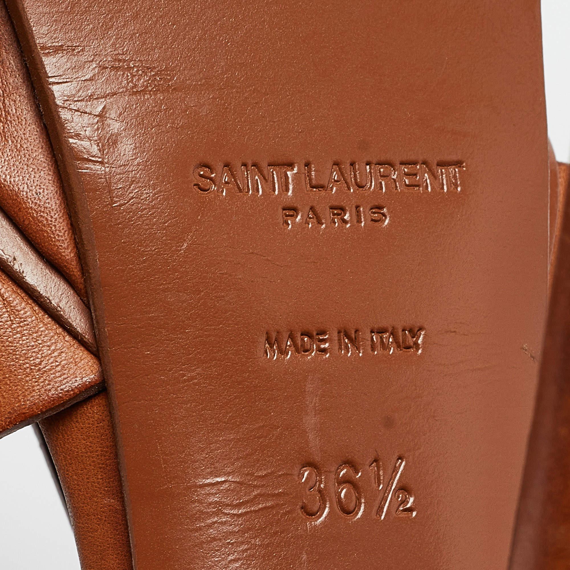 Saint Laurent Brown Leather Tribute  Sandals Size 36.5 4