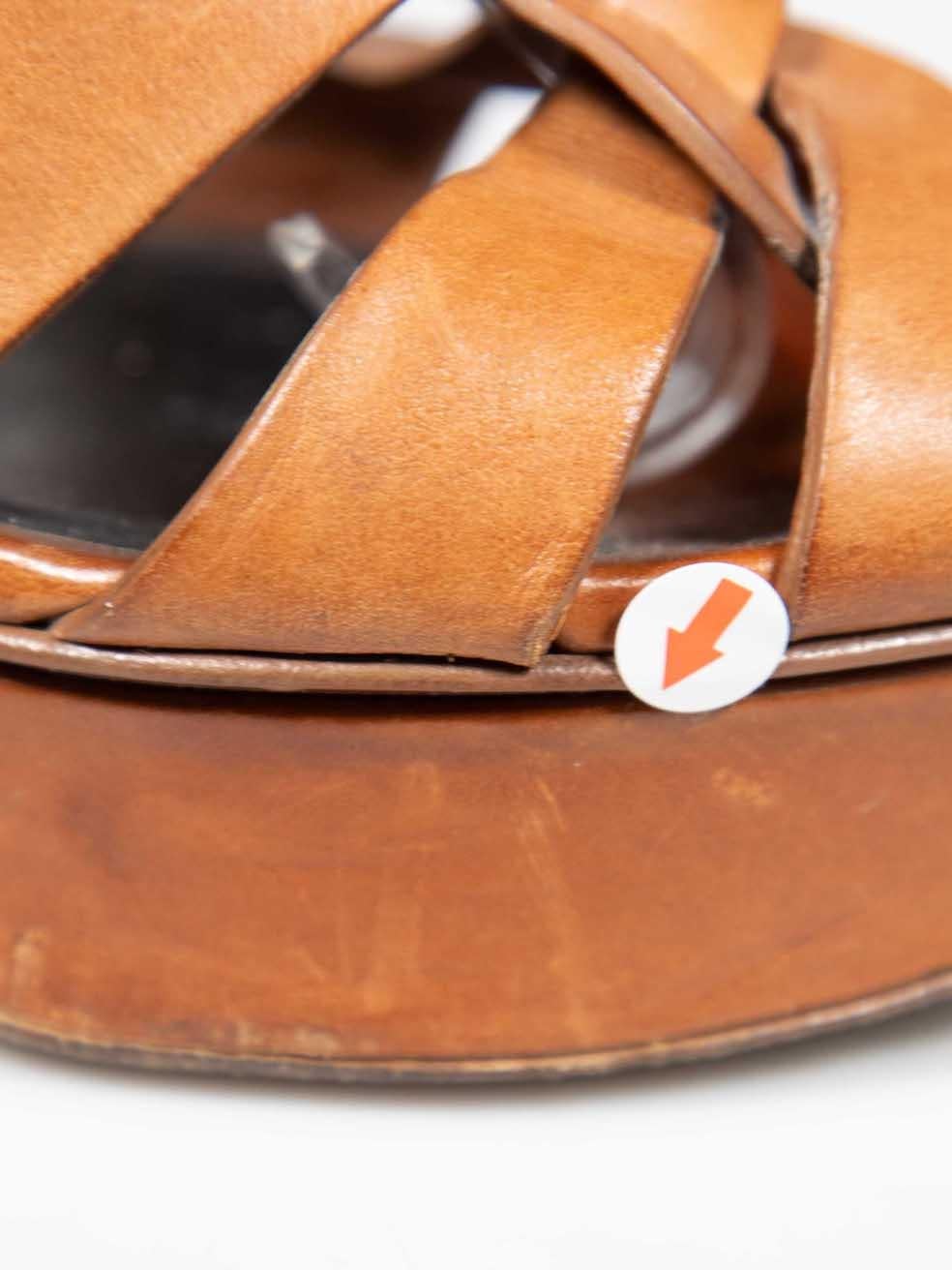 Saint Laurent Brown Leather Tribute Sandals Size IT 39 For Sale 2