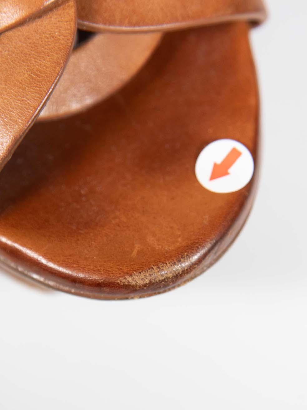 Saint Laurent Brown Leather Tribute Sandals Size IT 39 For Sale 3