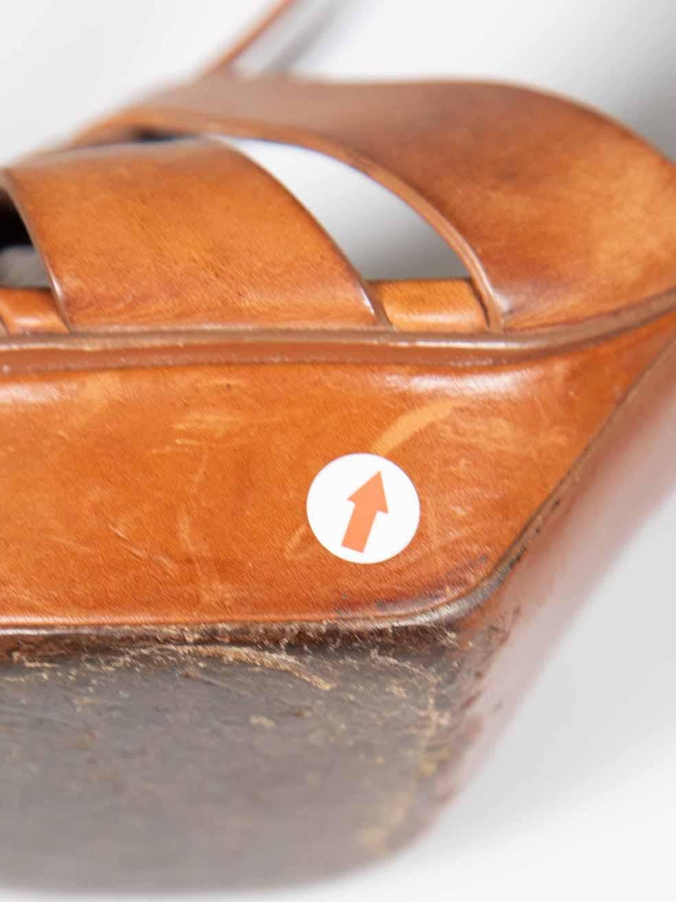 Saint Laurent Brown Leather Tribute Sandals Size IT 39 For Sale 4