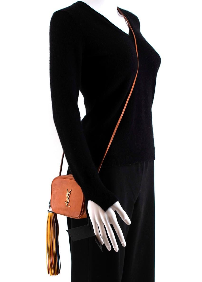 Black Saint Laurent Brown Leather YSL Tassel Blogger Shoulder Bag