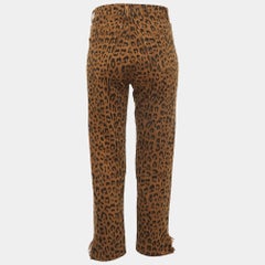 Saint Laurent Brown Leopard Print Ripped Denim Mid-Rise Jeans S Waist 25''