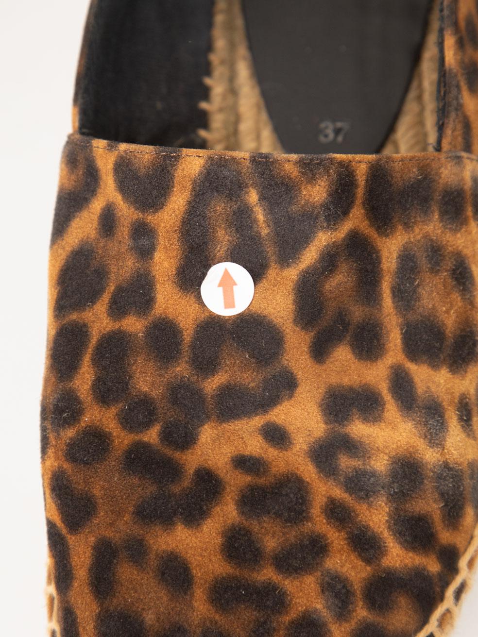 Saint Laurent Braun Leopard Wildleder Espadrilles Größe IT 37 im Angebot 6