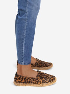 Saint Laurent Brown Leopard Suede Espadrilles Size IT 37