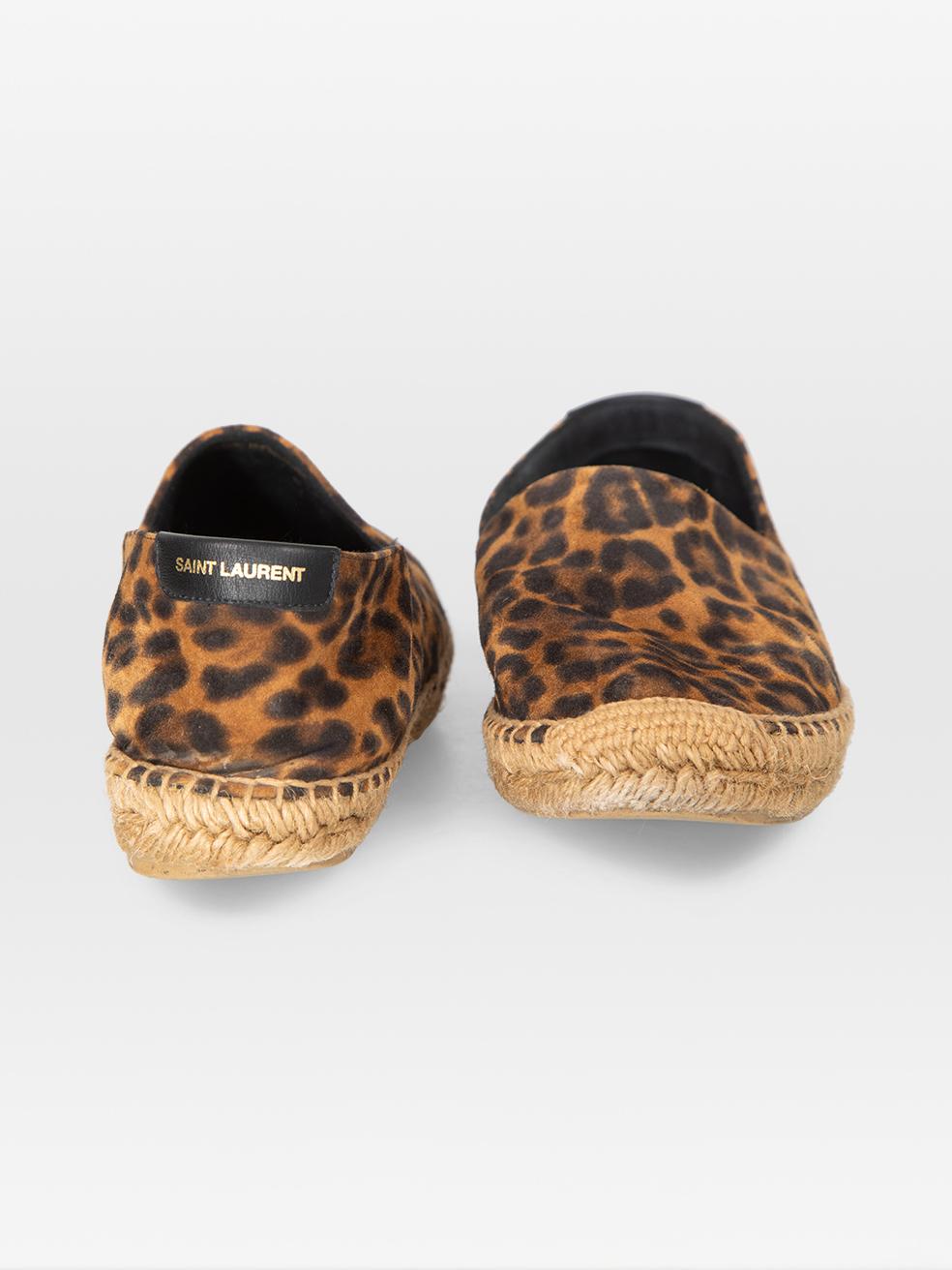 Saint Laurent Braun Leopard Wildleder Espadrilles Größe IT 37 im Zustand „Gut“ im Angebot in London, GB