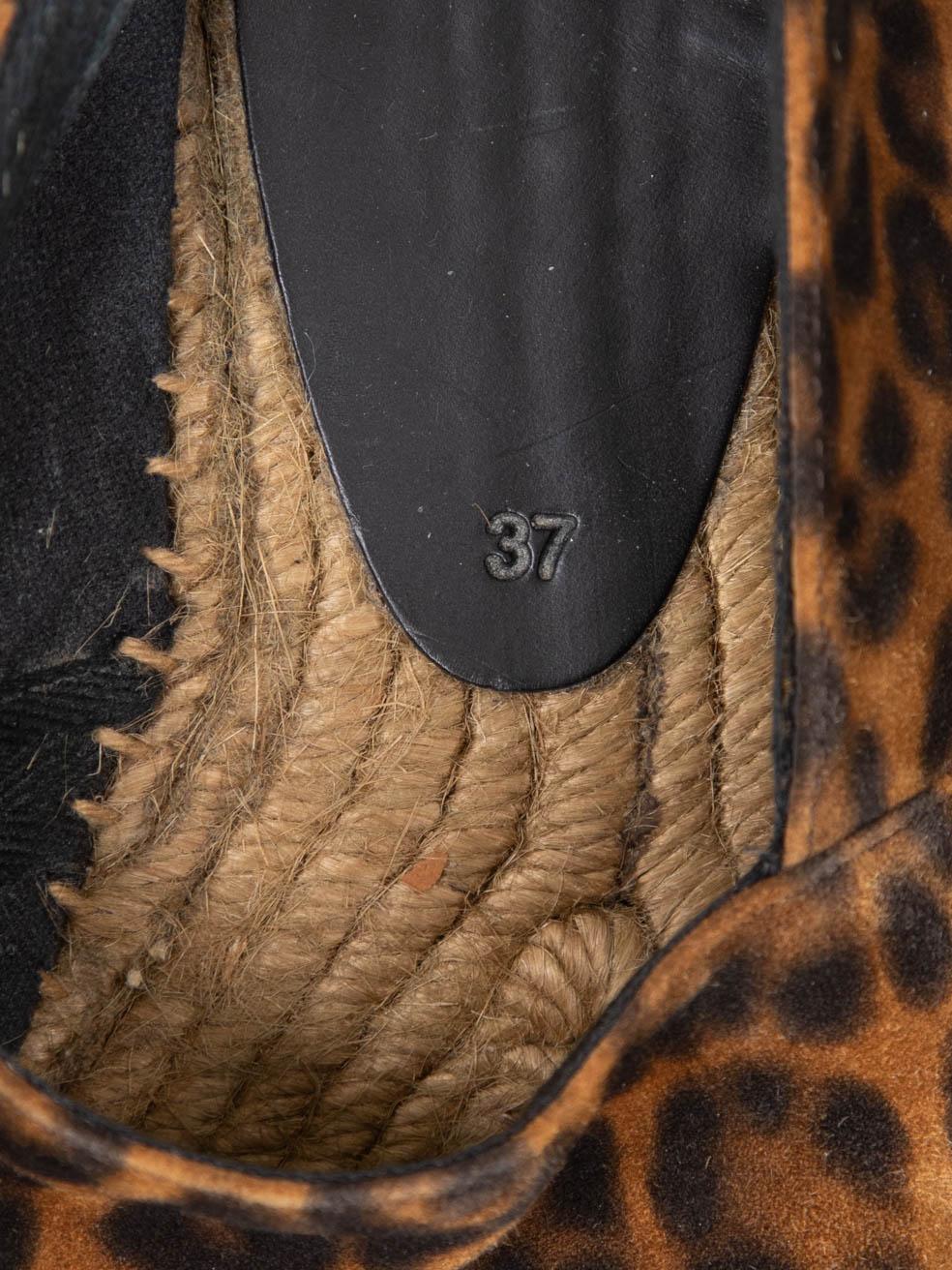 Saint Laurent Braun Leopard Wildleder Espadrilles Größe IT 37 im Angebot 2
