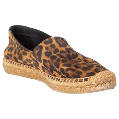 Saint Laurent Brown Leopard Suede Espadrilles Size IT 37
