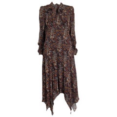 SAINT LAURENT - Robe midi marron en maille cachemire à manches longues et soutien-gorge court 42 L