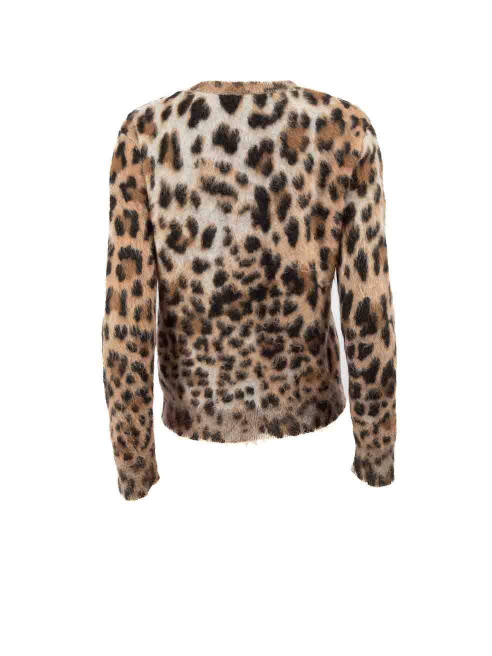 Saint Laurent Brauner Mohair Leopard Pullover Größe S im Zustand „Gut“ im Angebot in London, GB