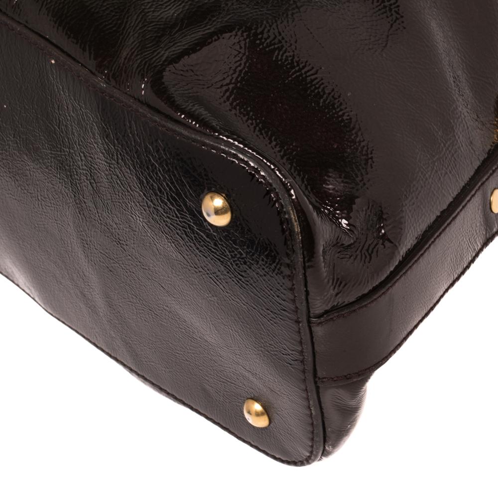 Saint Laurent Brown Patent Leather Large Muse Bag 4