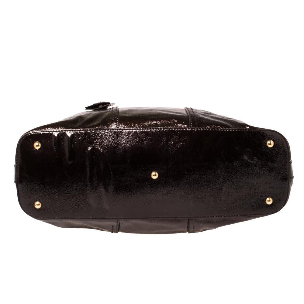 Saint Laurent Brown Patent Leather Large Muse Bag 5