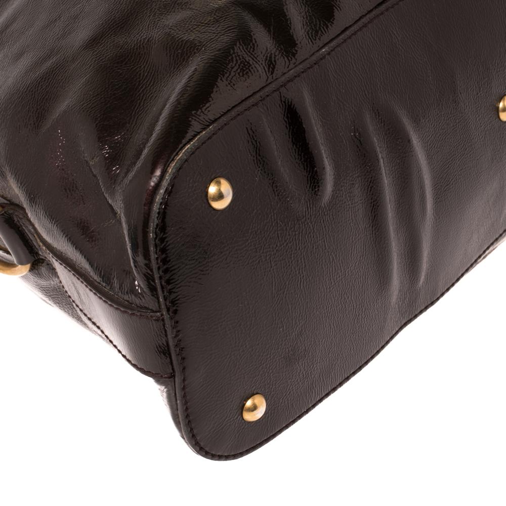 Saint Laurent Brown Patent Leather Large Muse Bag 6