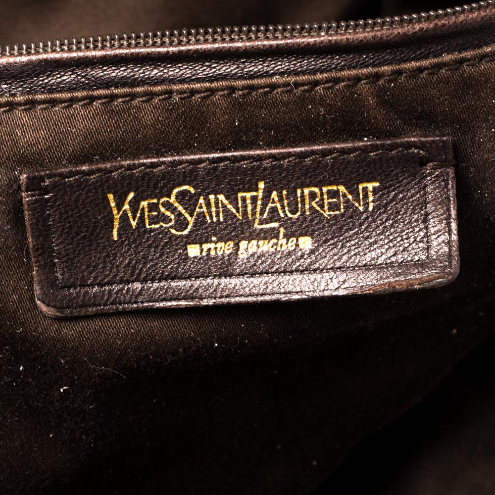 Women's Saint Laurent Brown Patent Leather Large Muse Bag